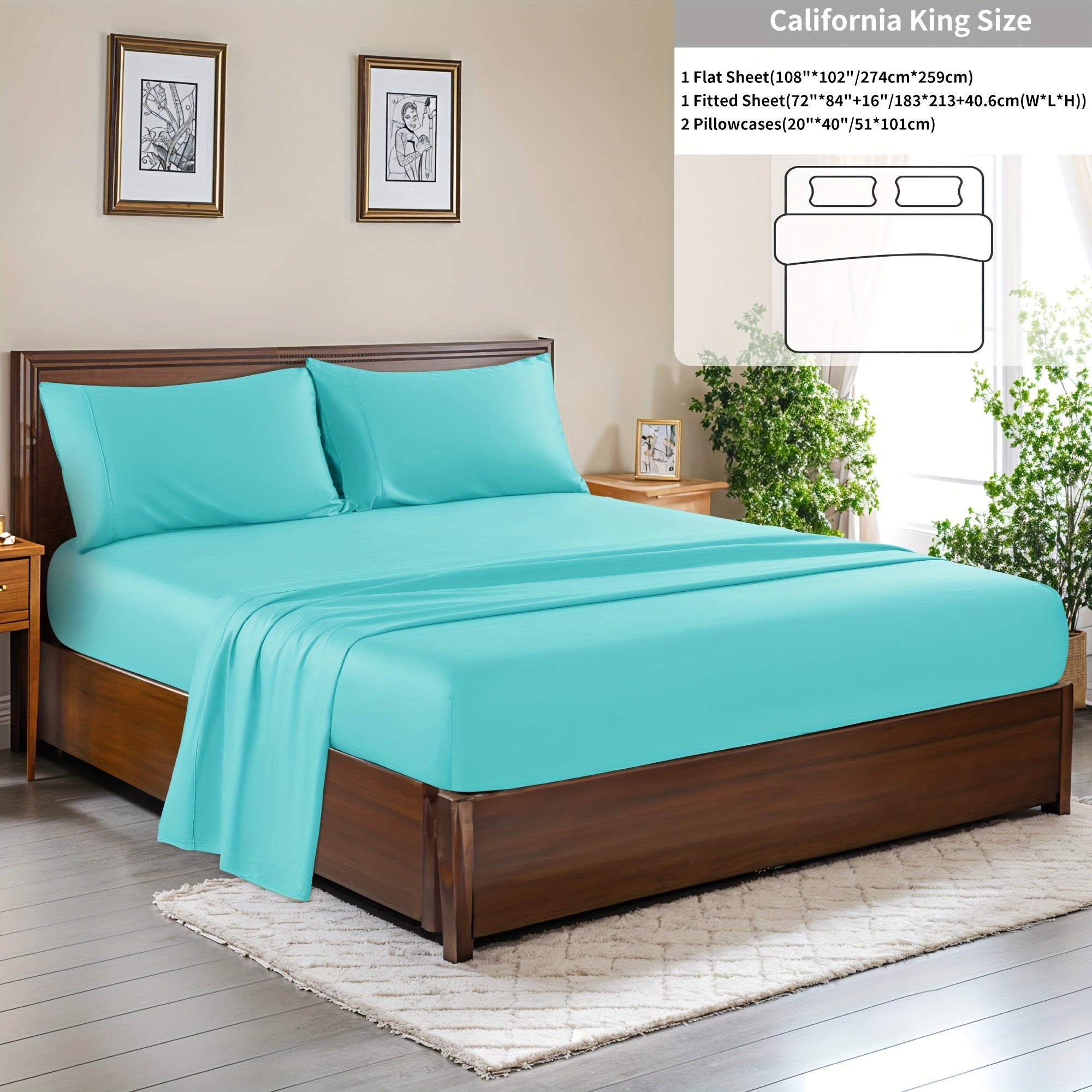 4 Pieces 100% Cotton Bed Sheet Set, Hotel Luxury Bed Sheets, Deep Pocket 16\