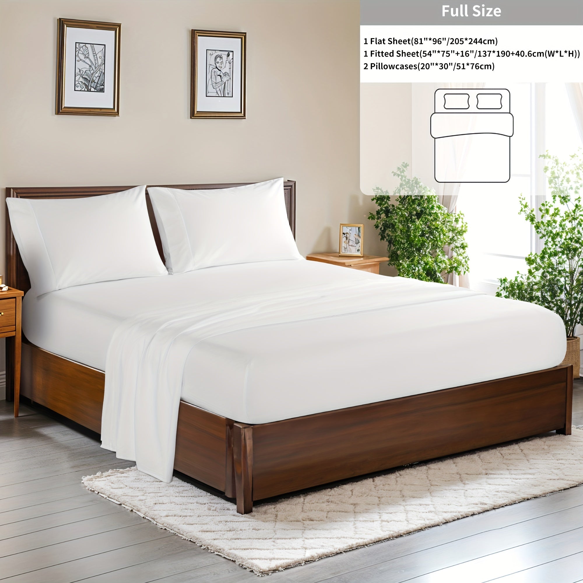 4 Pieces 100% Cotton Bed Sheet Set, Hotel Luxury Bed Sheets, Deep Pocket 16\