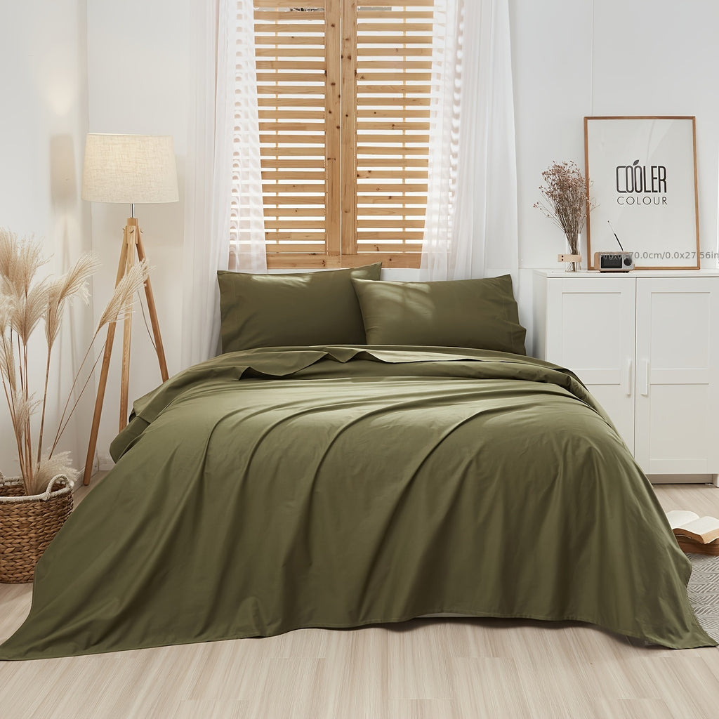 1 Set IVELLOW 600 Thread Count Sheet Set - Deep Pocket, All-Season, Sanded Craftsmanship, Digital Print Floral Pattern, Soft Breathable Fitted & Flat Sheets with Elastic Band, Machine Washable