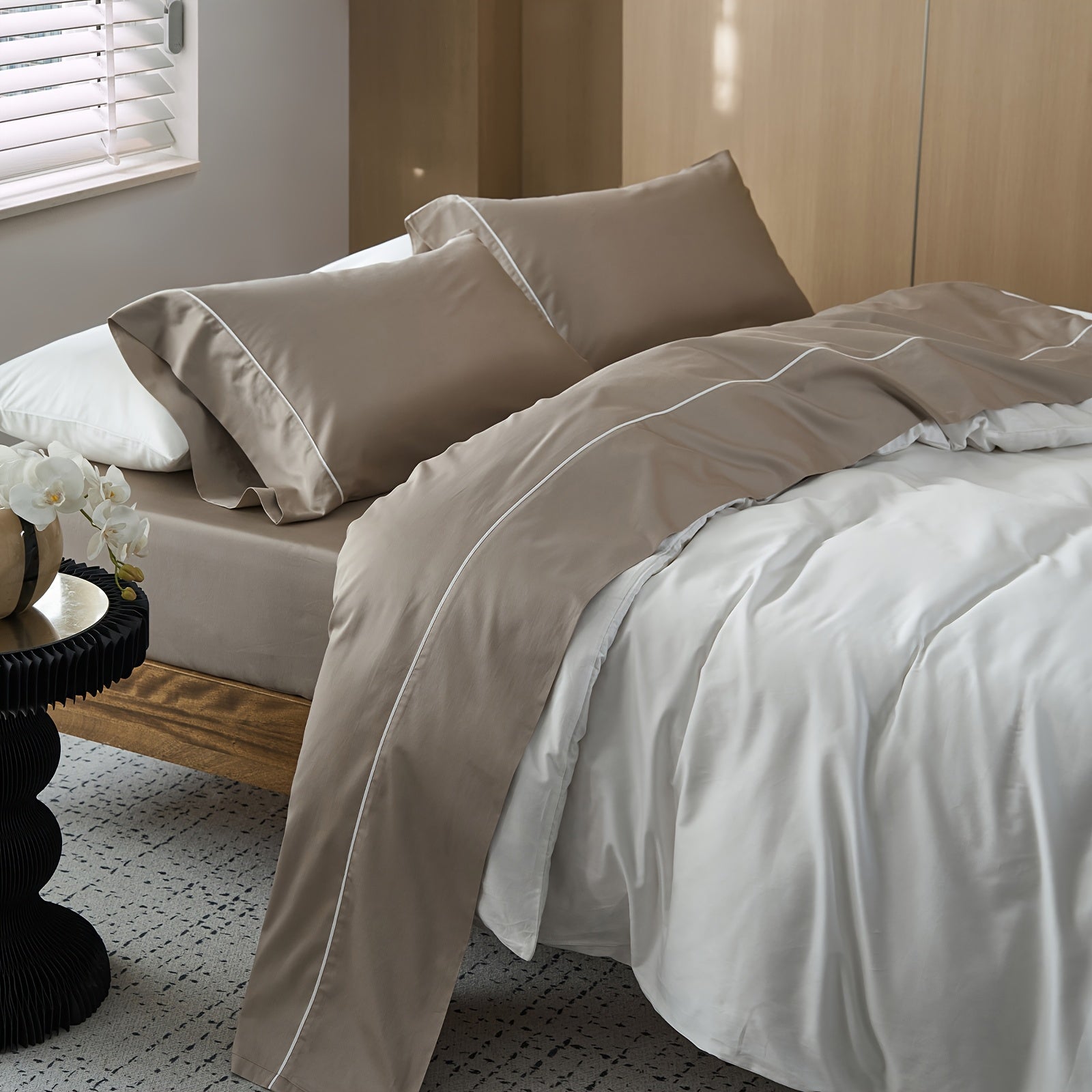 4pcs Sheet Set 600TC 100% Cotton Sheet Set Silky Sateen Luxury Breathable Soft Smooth Hotel Quality