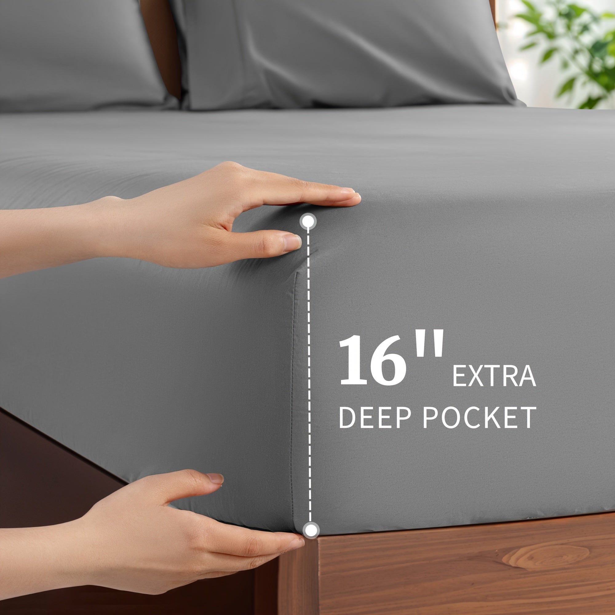 4 Pieces 100% Cotton Bed Sheet Set, Hotel Luxury Bed Sheets, Deep Pocket 16\