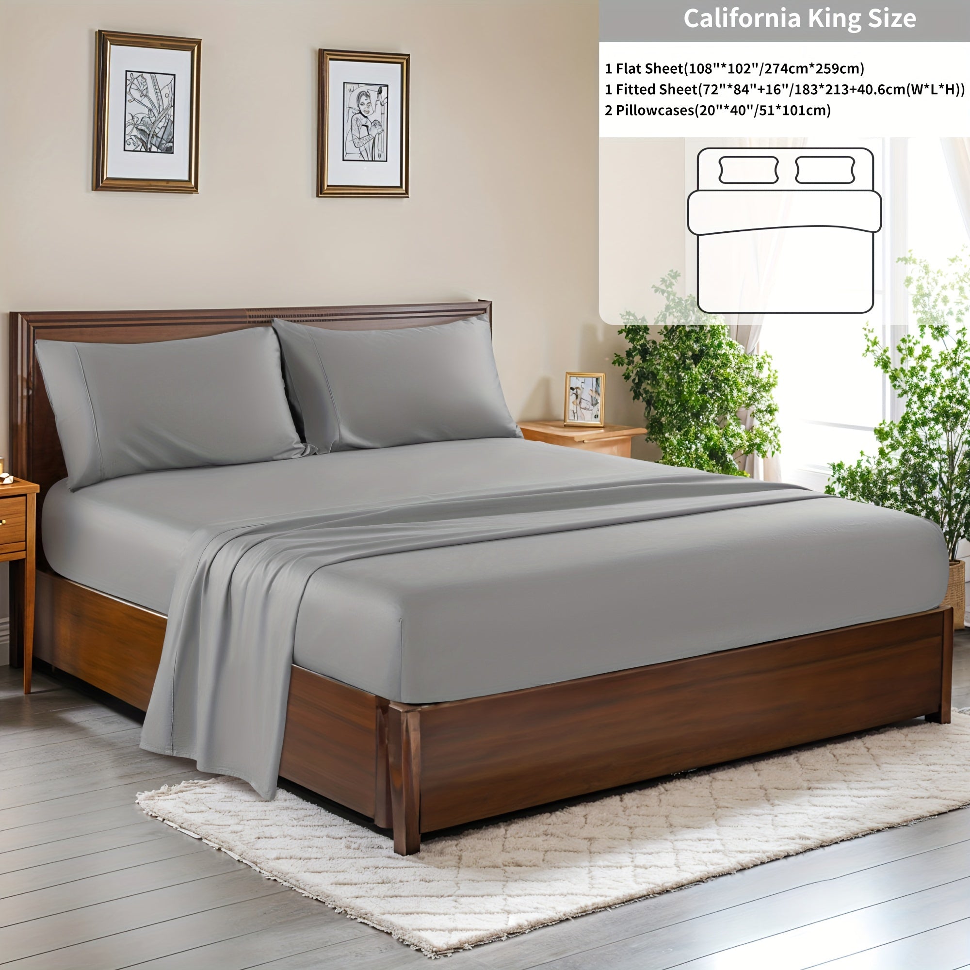 4 Pieces 100% Cotton Bed Sheet Set, Hotel Luxury Bed Sheets, Deep Pocket 16\