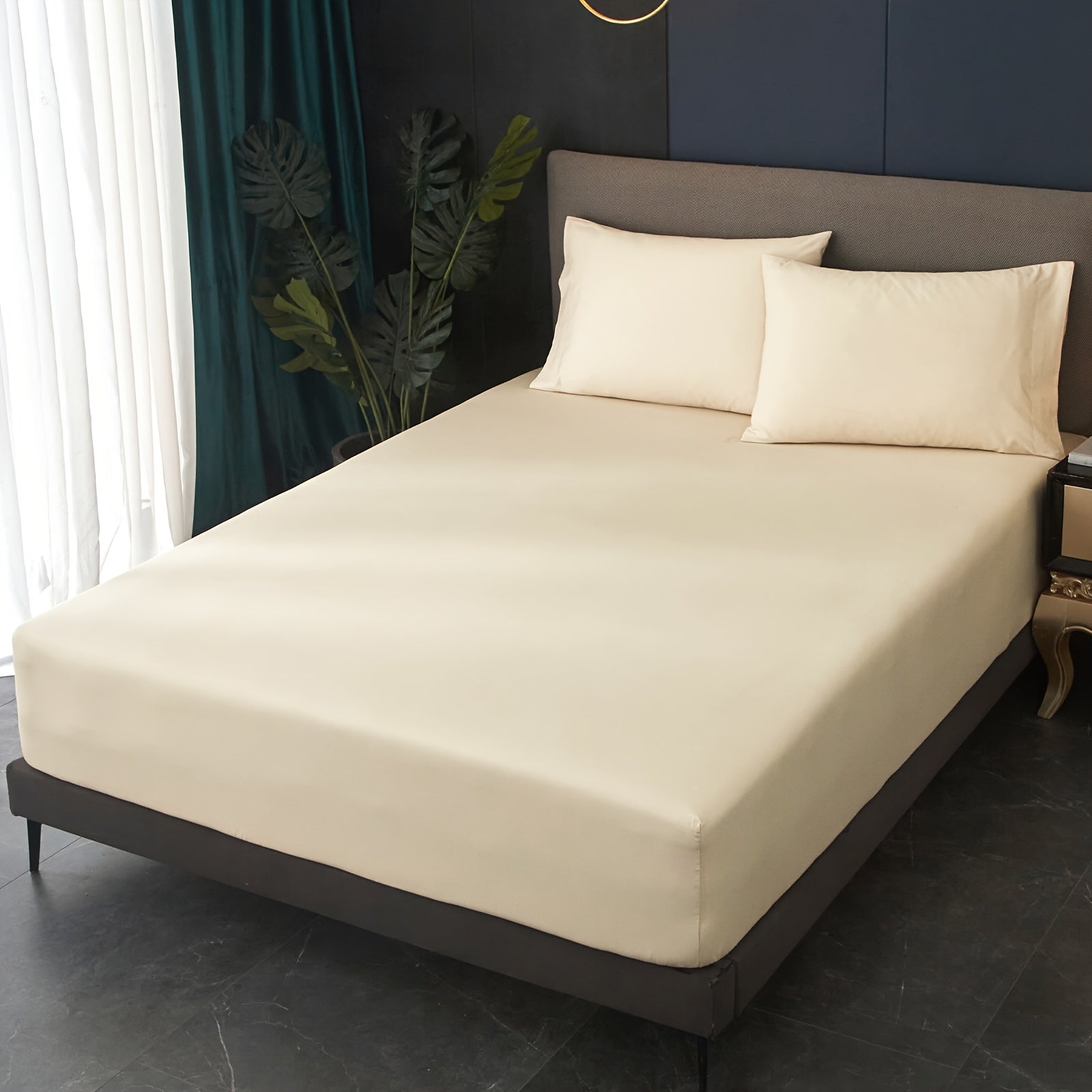 1 Set IVELLOW 600 Thread Count Sheet Set - Deep Pocket, All-Season, Sanded Craftsmanship, Digital Print Floral Pattern, Soft Breathable Fitted & Flat Sheets with Elastic Band, Machine Washable