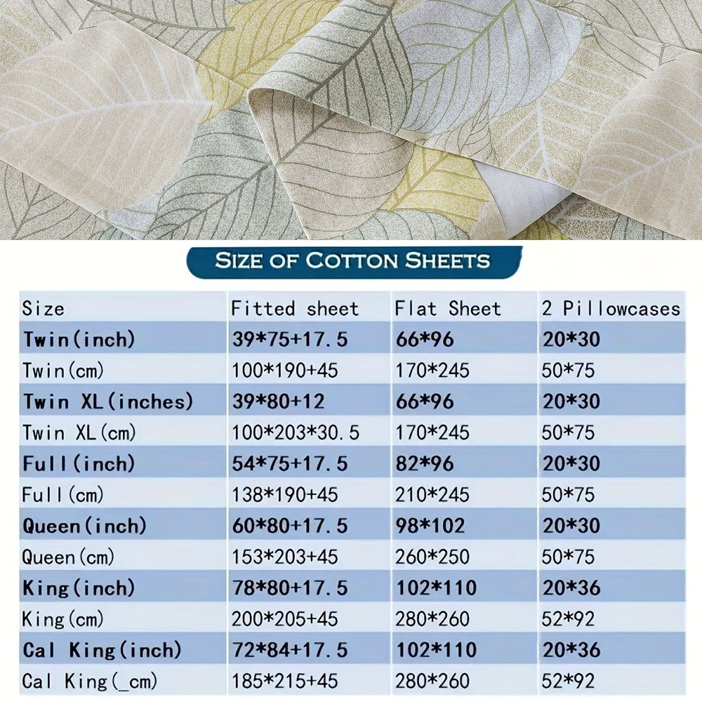 Queen\u002FKing Sheets Set Percale Brushed Cotton Green Bed Sheets Deep Pocket Fitted Sheet, Luxury Vintage Foliage Pattern Shabby Bedding For All Season, Super Soft Breathable