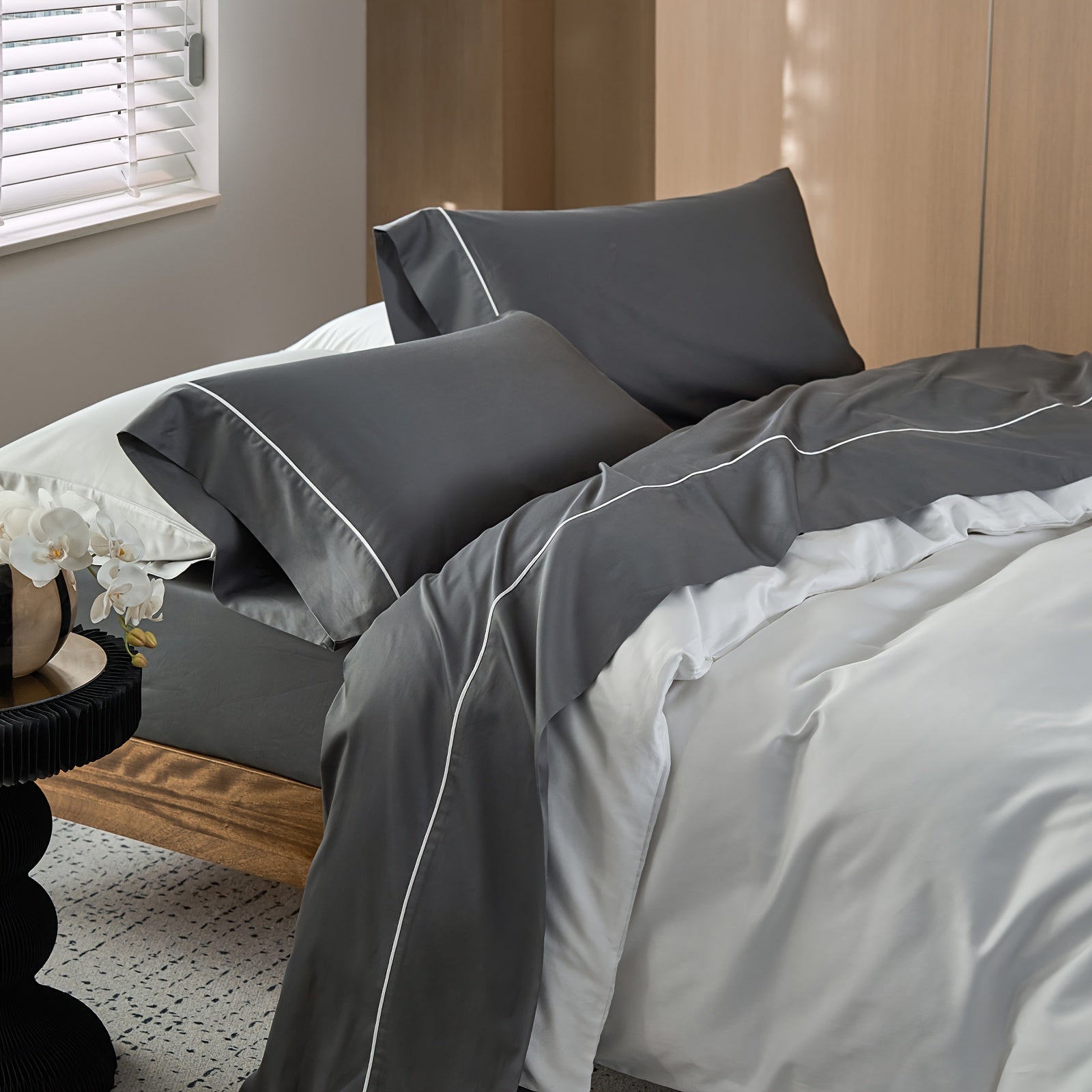 4pcs Sheet Set 600TC 100% Cotton Sheet Set Silky Sateen Luxury Breathable Soft Smooth Hotel Quality