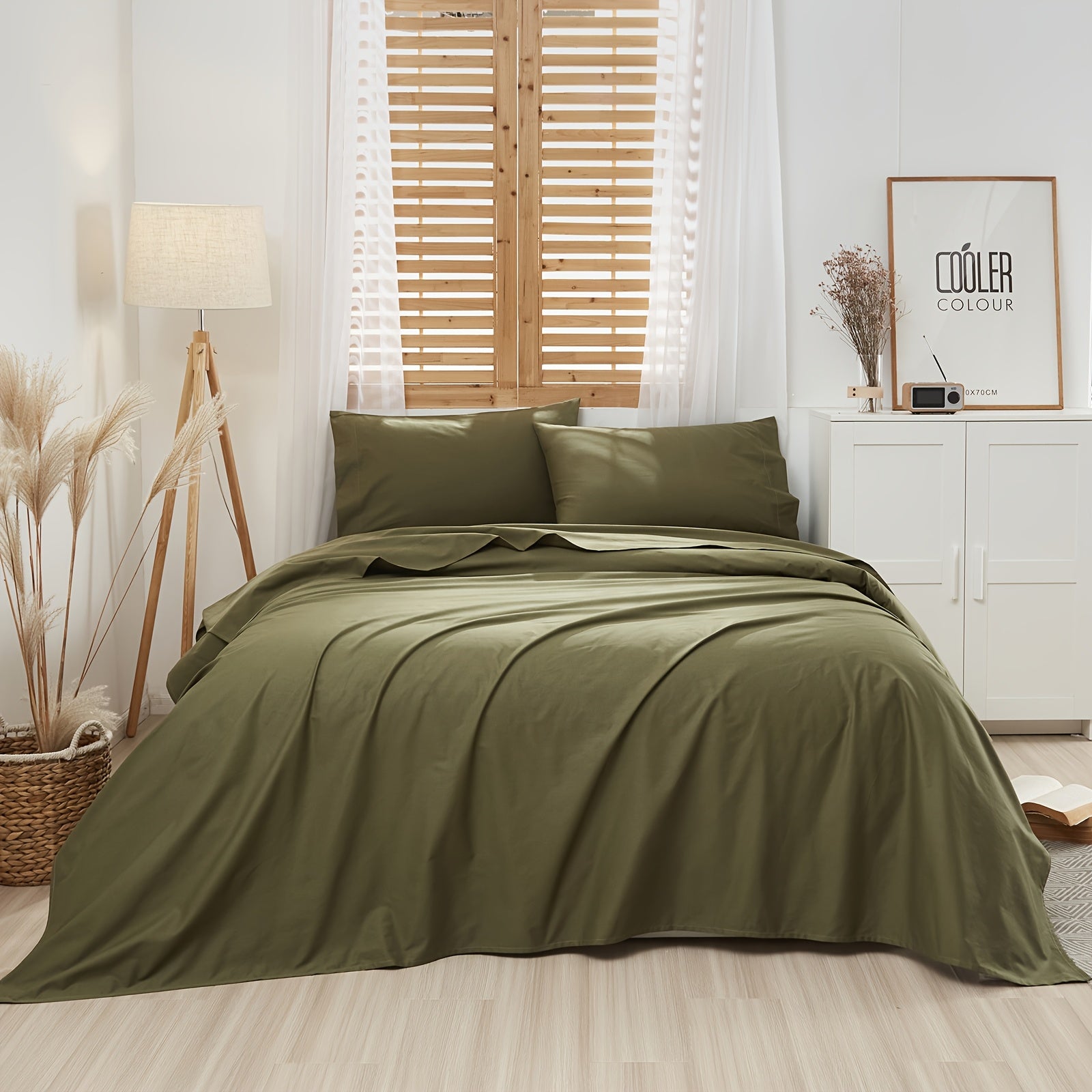 1 Set IVELLOW 600 Thread Count Sheet Set - Deep Pocket, All-Season, Sanded Craftsmanship, Digital Print Floral Pattern, Soft Breathable Fitted & Flat Sheets with Elastic Band, Machine Washable