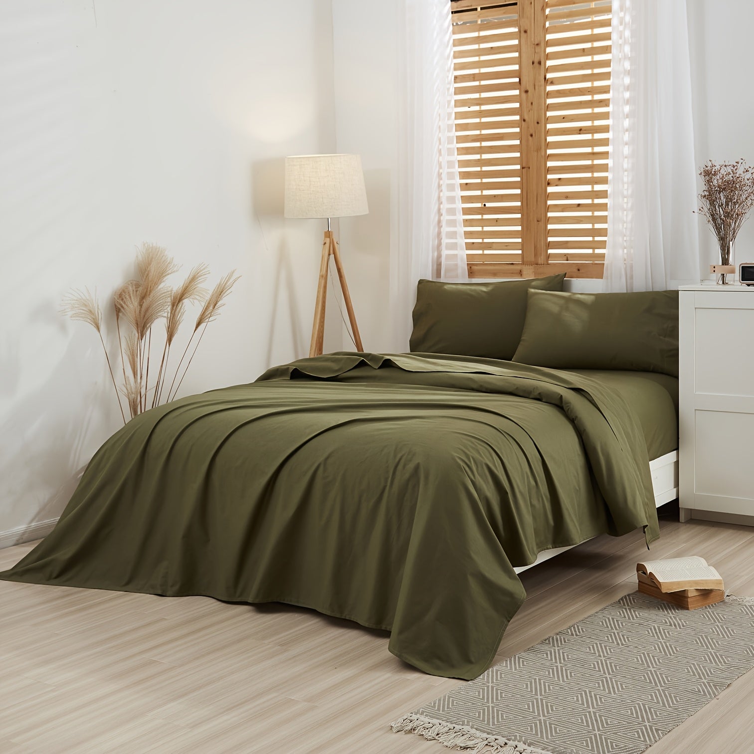 1 Set IVELLOW 600 Thread Count Sheet Set - Deep Pocket, All-Season, Sanded Craftsmanship, Digital Print Floral Pattern, Soft Breathable Fitted & Flat Sheets with Elastic Band, Machine Washable