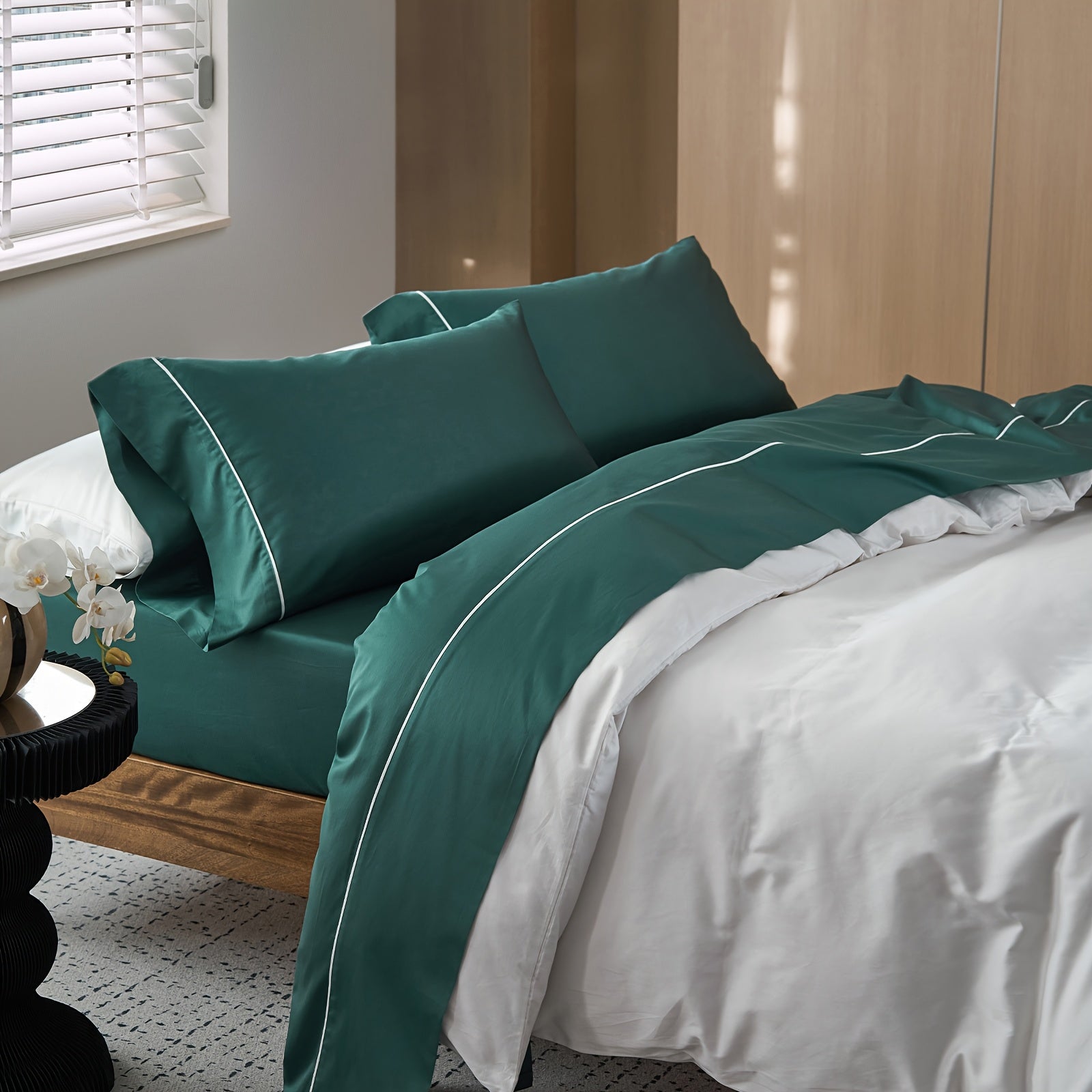 4pcs Sheet Set 600TC 100% Cotton Sheet Set Silky Sateen Luxury Breathable Soft Smooth Hotel Quality