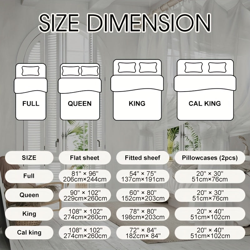 1 Set IVELLOW 600 Thread Count Sheet Set - Deep Pocket, All-Season, Sanded Craftsmanship, Digital Print Floral Pattern, Soft Breathable Fitted & Flat Sheets with Elastic Band, Machine Washable