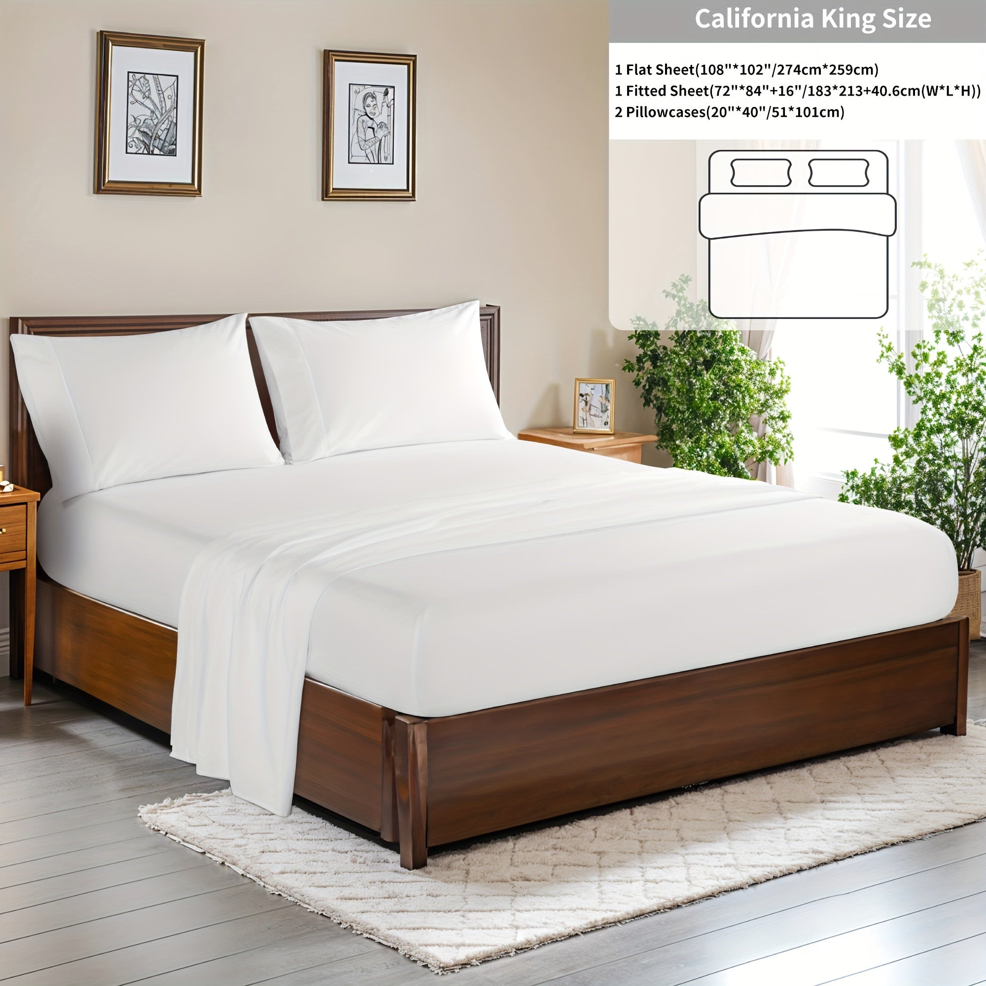 4 Pieces 100% Cotton Bed Sheet Set, Hotel Luxury Bed Sheets, Deep Pocket 16\