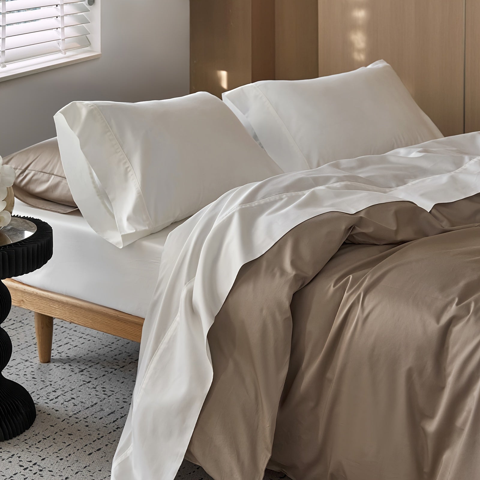 4pcs Sheet Set 600TC 100% Cotton Sheet Set Silky Sateen Luxury Breathable Soft Smooth Hotel Quality