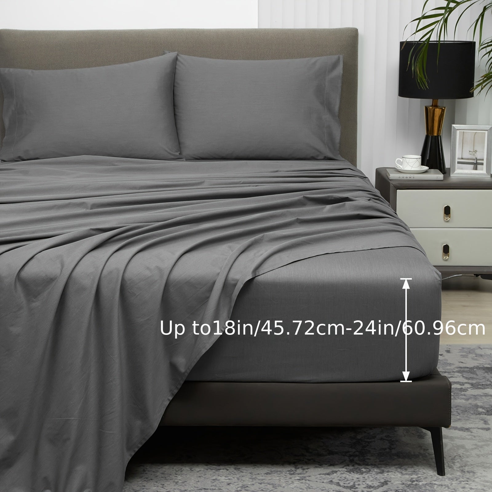 1 Set IVELLOW 600 Thread Count Sheet Set - Deep Pocket, All-Season, Sanded Craftsmanship, Digital Print Floral Pattern, Soft Breathable Fitted & Flat Sheets with Elastic Band, Machine Washable