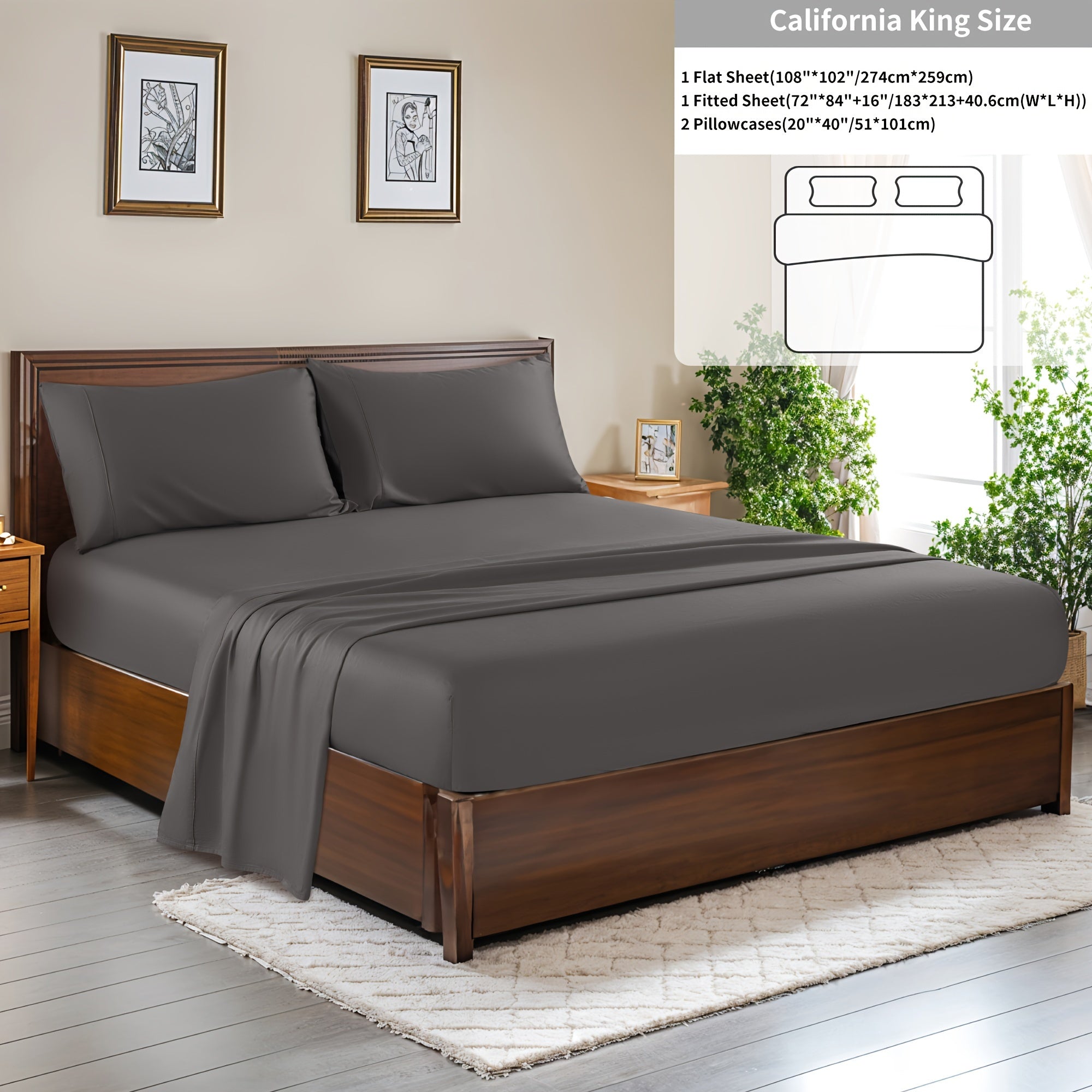 4 Pieces 100% Cotton Bed Sheet Set, Hotel Luxury Bed Sheets, Deep Pocket 16\