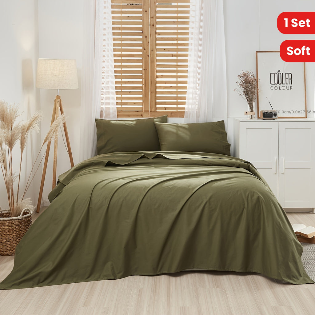 1 Set IVELLOW 600 Thread Count Sheet Set - Deep Pocket, All-Season, Sanded Craftsmanship, Digital Print Floral Pattern, Soft Breathable Fitted & Flat Sheets with Elastic Band, Machine Washable