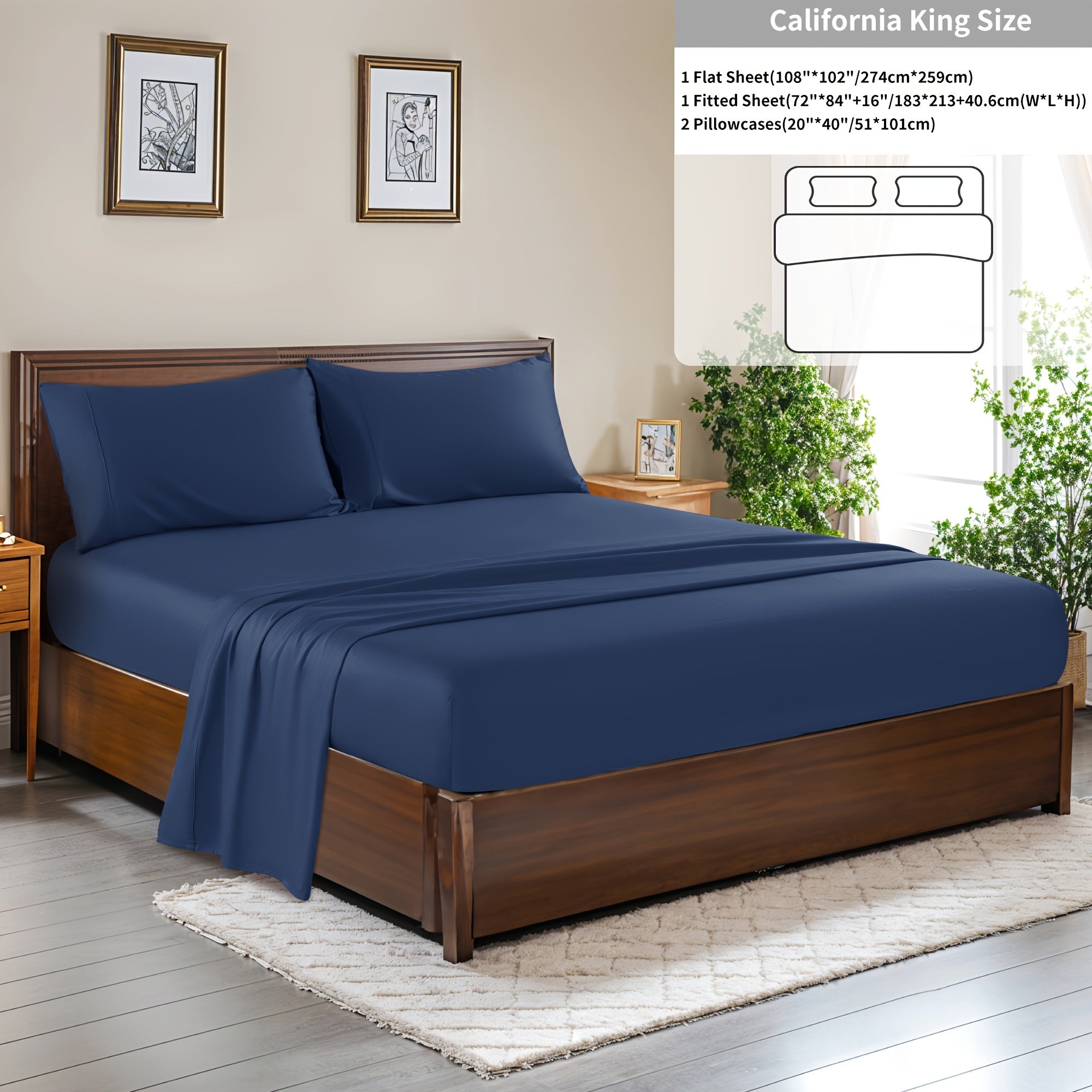 4 Pieces 100% Cotton Bed Sheet Set, Hotel Luxury Bed Sheets, Deep Pocket 16\