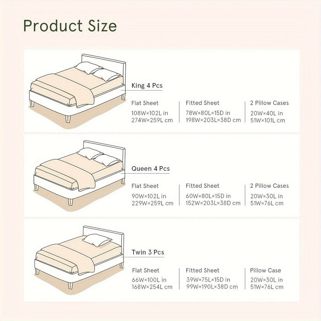 100% Cotton Sheets for Twin\u002FQueen\u002FKing Size Bed, 300 Thread Count Luxury, Cooling Bed Sheets, Deep Pocket Up to 15\