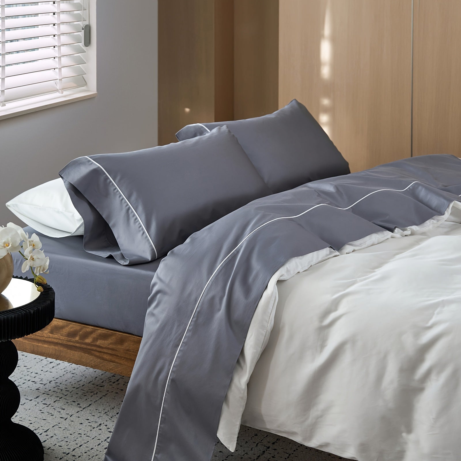 4pcs Sheet Set 600TC 100% Cotton Sheet Set Silky Sateen Luxury Breathable Soft Smooth Hotel Quality