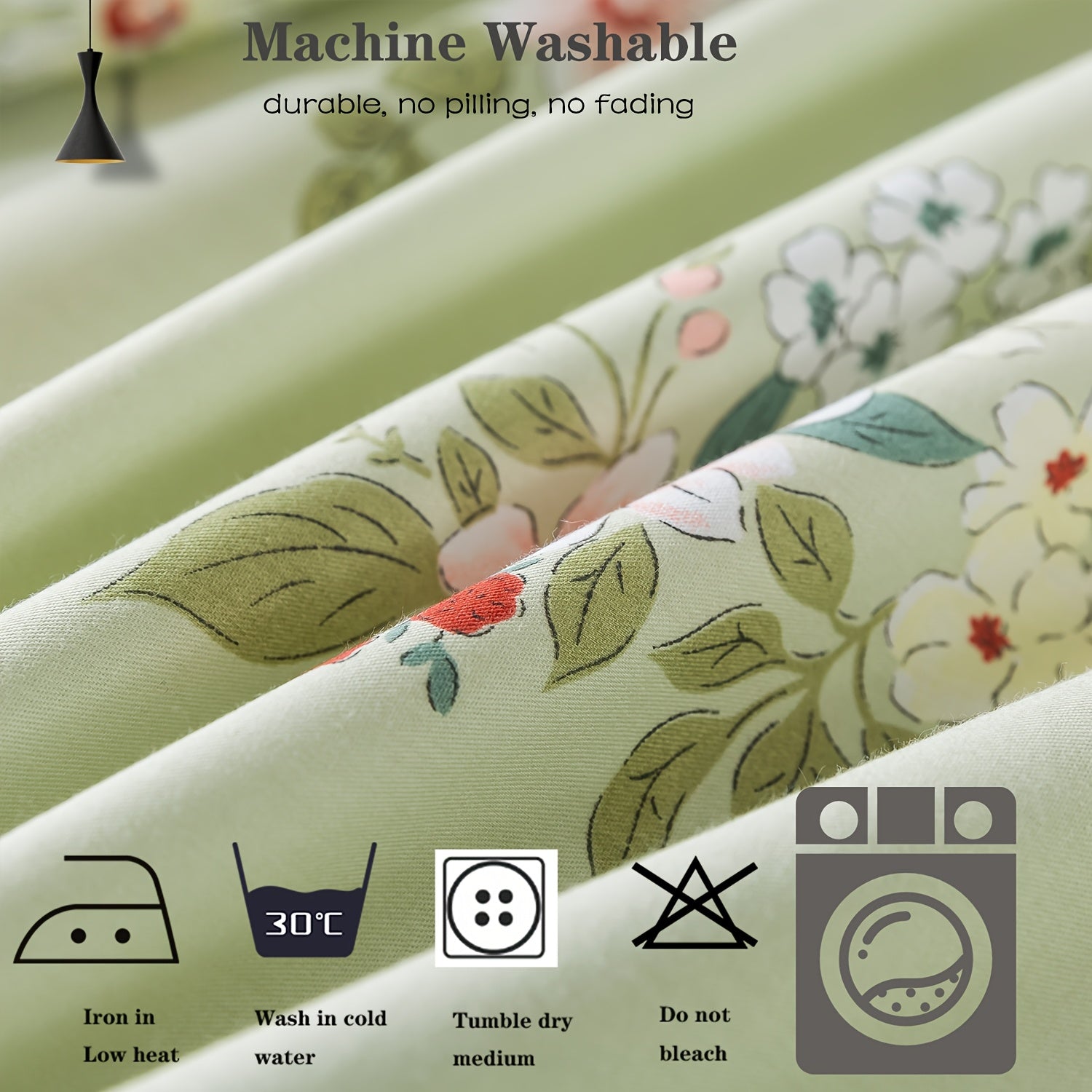 Floral Bed Sheet Set Percale Cotton Shabby Vintage Chic Rose Deep Pocket Sheets Sage Green Flower Printed Luxury Bedding Super Soft Breathable 4pcs